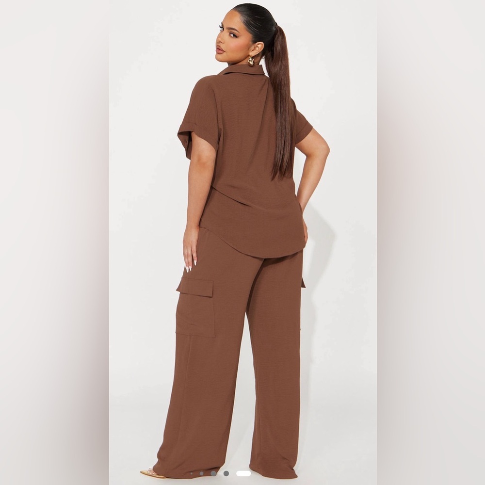 Fashion Nova Brown Wide Leg Pant Set - Picture 3 of 3